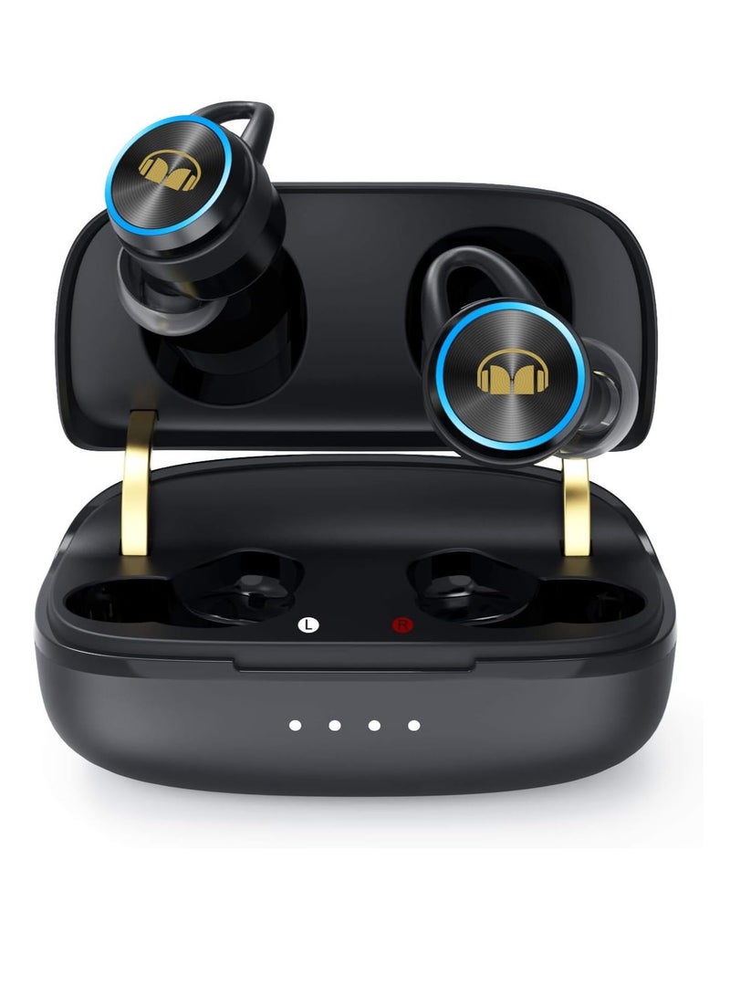 Monster Clarity 101Plus AirLinks Wireless Earbuds, Bluetooth 5.0 in-Ear Headphones with Charging Case, Stereo Earphones Deep Bass Sound, Built-in Mic, Clear Call, Water Resistant Design for Sports  - Image 1