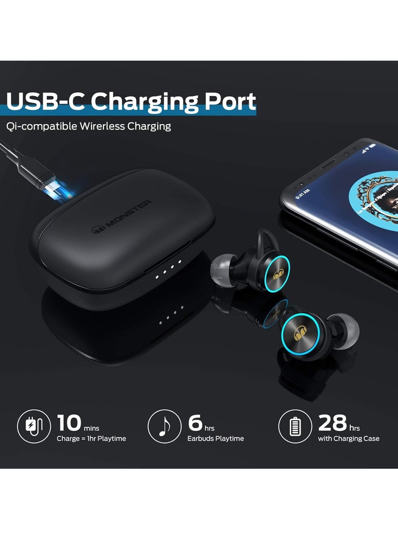 Monster Clarity 101Plus AirLinks Wireless Earbuds, Bluetooth 5.0 in-Ear Headphones with Charging Case, Stereo Earphones Deep Bass Sound, Built-in Mic, Clear Call, Water Resistant Design for Sports  - Image 5