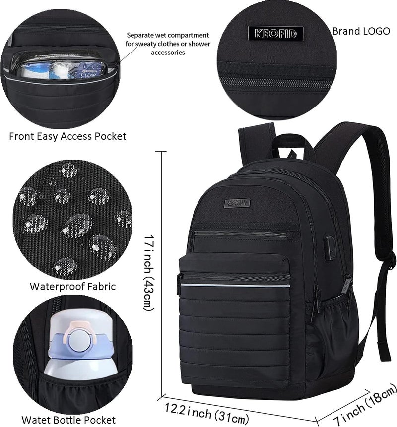 KEOFID Laptop Backpack, Travel Backpack for Men and Women, USB Charging Port - Image 3