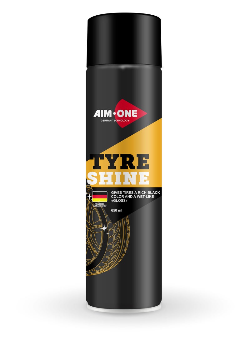 AIM-ONE Aim One Tyre Shine 650ml - Gives Tires A Rich Black Color & A Wet Like Gloss