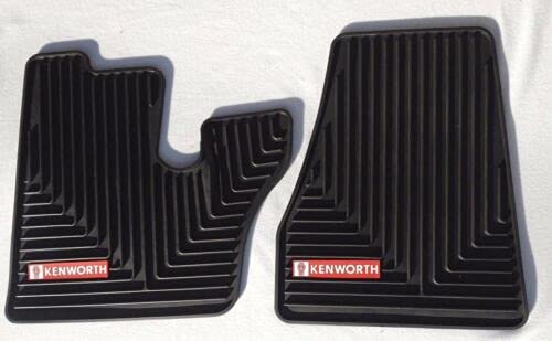 Kenworth OEM Floor Mats for T440 470 600 660 800 W900 - Black Rubber w/Red Logo Fits 2006-2021 (See Years Below) - Image 1
