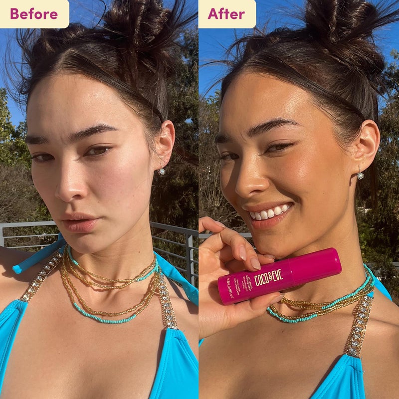 Coco & Eve Anti-Aging Tanning Serum - Face tanner with Skincare Actives for Gradual, Hydrating Glow. Natural Self Tanning Bronzer, with Niacinamide & Antioxidants for Healthy Glowing Skin (1.01 Fl Oz) - Image 3