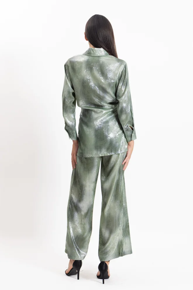 SHAPES GREEN CROSSOVER SATIN TOP SET for Women | Best Price UAE