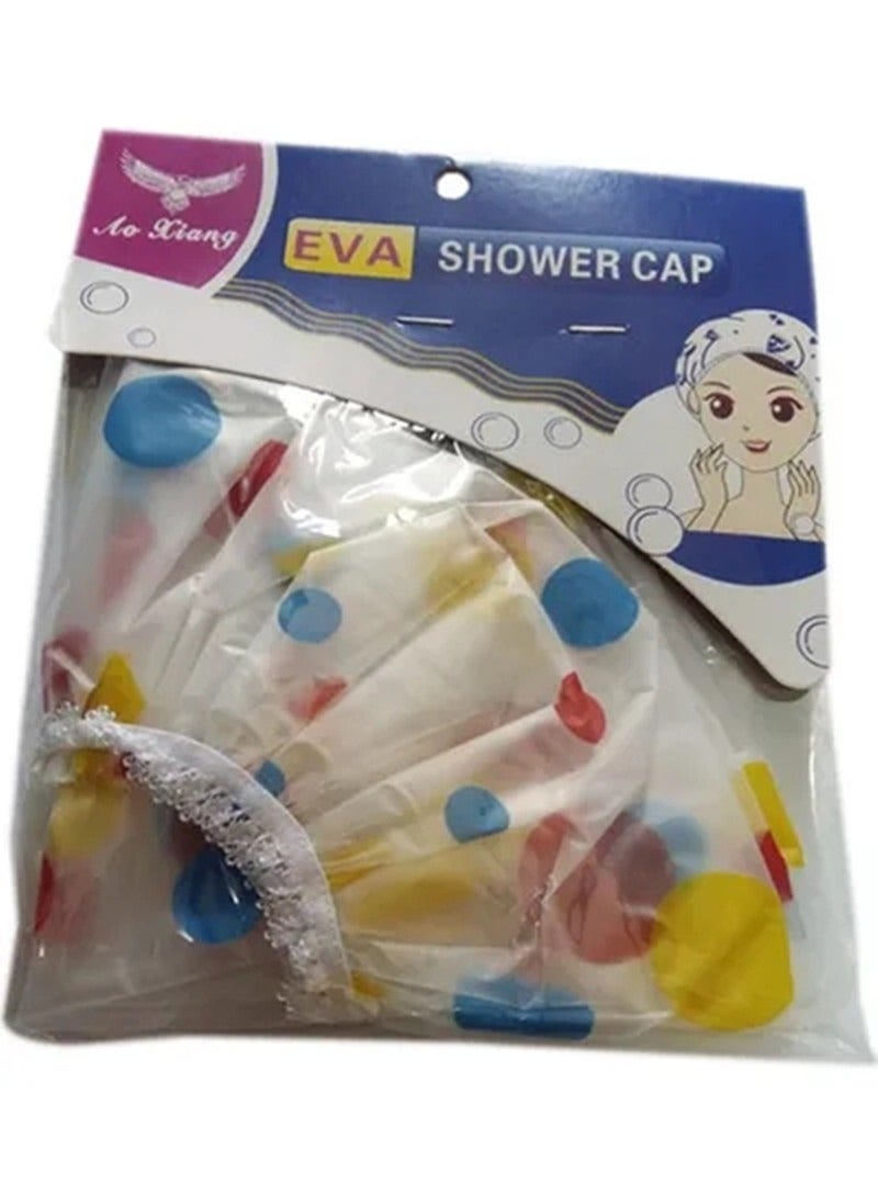 Eva Waterproof Shower Caps Reusable Double Layers Bath Caps Satin Lined Star Printed Waterproof Bath Cap Hat for Lady Girl Women Reusable Spa Bath
