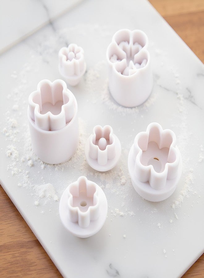 WaigN 4Pcs White Flower Plunger Cookie Cutter DIY Blossom Flower Cake Fondant Mold Plastic Cake Decorating Tools Baking Accessories Cookie Cutters For Baking Plastic, Dessert and Candy Sculpting Tools - Image 4