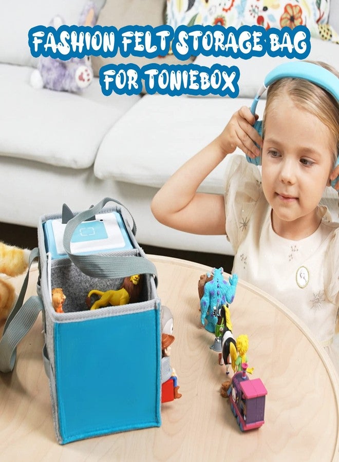 OUKNAK Carrying Case for Tonies Starter Set & Storage Bag for Tonies Figurine, Home Outdoor Hand Bag for Toniebox 2 Audio Player and Dolls Musical Toy Folding Bag for Kids Toniebox Accessories (Gray Blue) - Image 5