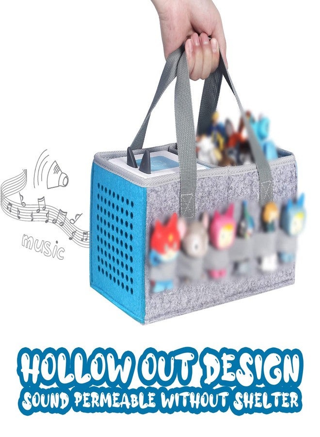 OUKNAK Carrying Case for Tonies Starter Set & Storage Bag for Tonies Figurine, Home Outdoor Hand Bag for Toniebox 2 Audio Player and Dolls Musical Toy Folding Bag for Kids Toniebox Accessories (Gray Blue) - Image 3