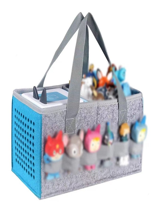 OUKNAK Carrying Case for Tonies Starter Set & Storage Bag for Tonies Figurine, Home Outdoor Hand Bag for Toniebox 2 Audio Player and Dolls Musical Toy Folding Bag for Kids Toniebox Accessories (Gray Blue) - Image 1
