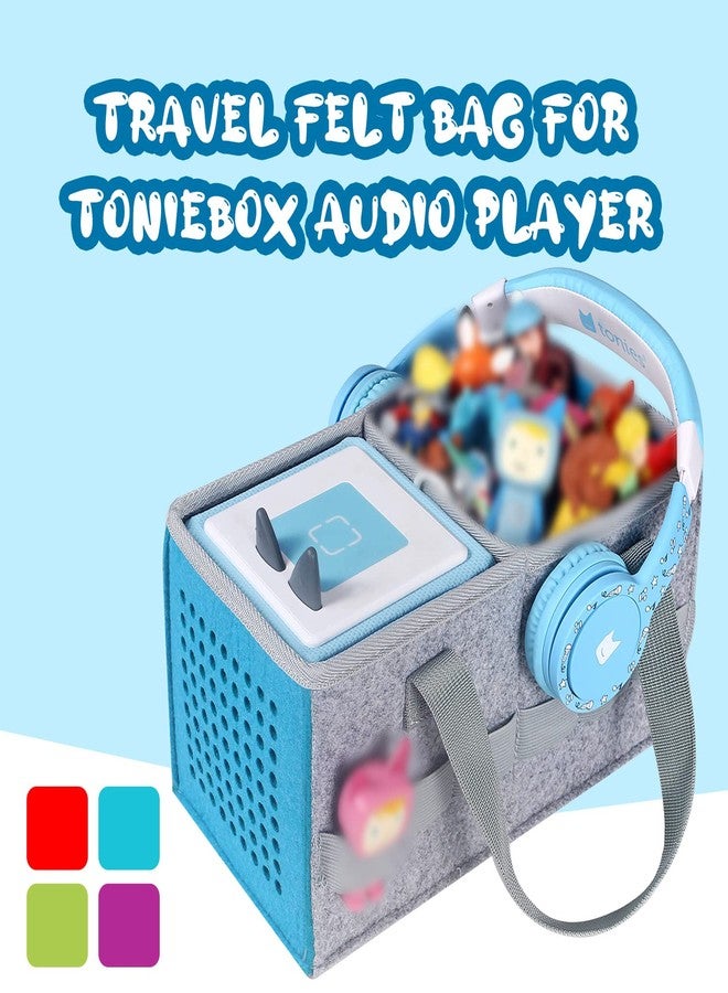 OUKNAK Carrying Case for Tonies Starter Set & Storage Bag for Tonies Figurine, Home Outdoor Hand Bag for Toniebox 2 Audio Player and Dolls Musical Toy Folding Bag for Kids Toniebox Accessories (Gray Blue) - Image 4