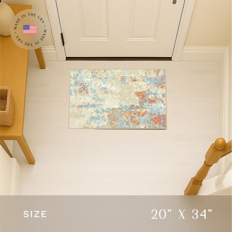 Maples Rugs Horizon Modern Abstract Area Rug - Made in USA - Washable, Non Slip Indoor Carpet for Entryway, Foyer, Kitchen, and Bathroom, 1'8 x 2'10, Desert Sand - Image 3