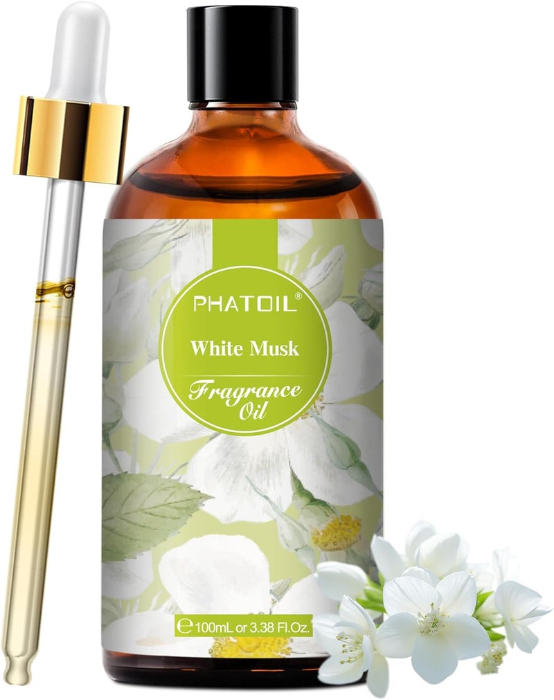 PHATOIL White Musk Fragrance Oils for Aromatherapy, Essential Oils for Diffusers for Home, Perfect for Candle Making, Soap Making and DIY Scented Products - 100ml - Image 1