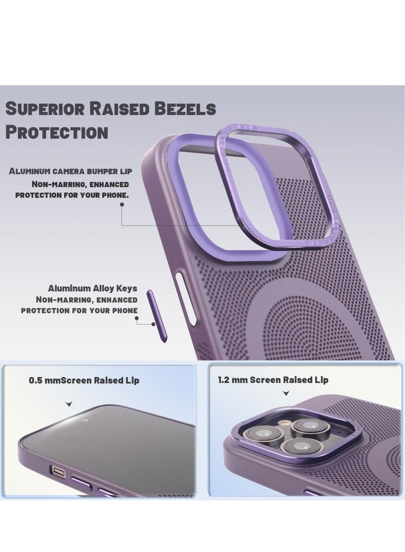 Y&D Anti-Fingerprint/Skid Cover, Heat Dissipation Case for iPhone 14 Pro Max with MagSafe Mesh Breathable Cooling Magnetic Max, Deep Purple - Image 4