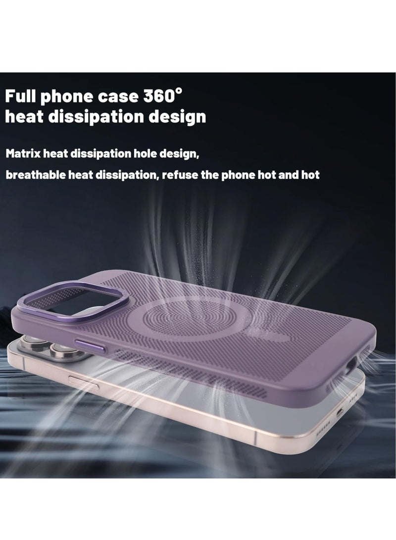 Y&D Anti-Fingerprint/Skid Cover, Heat Dissipation Case for iPhone 14 Pro Max with MagSafe Mesh Breathable Cooling Magnetic Max, Deep Purple - Image 2