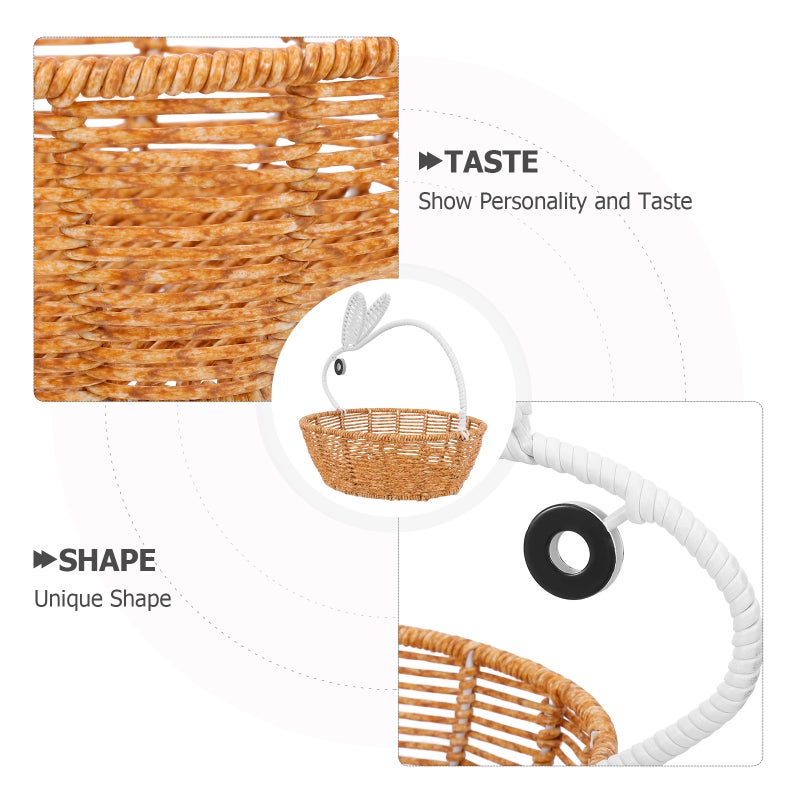 Basket with Handle - Imitation Rattan Bunny Ear Tote - Woven Candy Holder Organizer for Spring Party Decoration Classroom Storage - Image 2