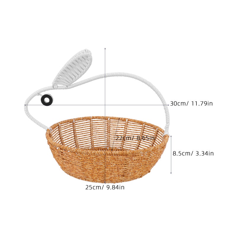 Basket with Handle - Imitation Rattan Bunny Ear Tote - Woven Candy Holder Organizer for Spring Party Decoration Classroom Storage - Image 3