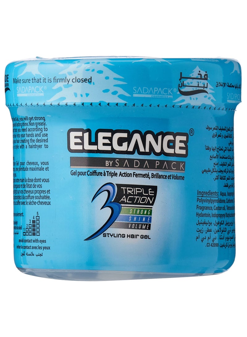 Elegance Triple Action Styling Hair Gel Blue 500ml - Image 2