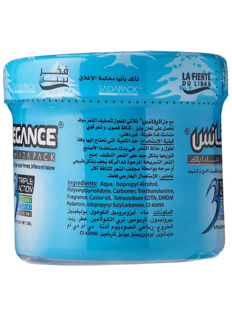Elegance Triple Action Styling Hair Gel Blue 500ml - Image 3