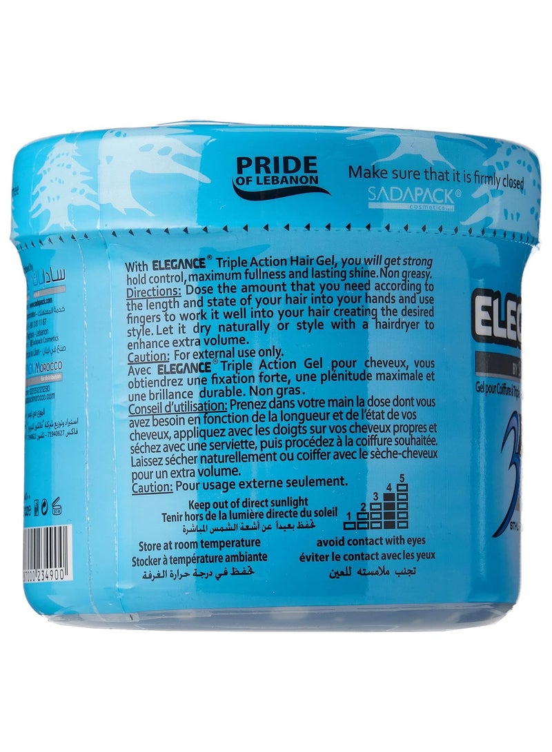 Elegance Triple Action Styling Hair Gel Blue 500ml - Image 4