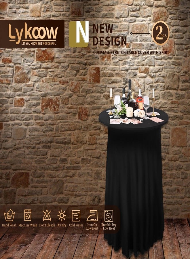 Lykoow 2 Packs White Round Spandex Stretch Tablecloths with Skirt, 24x43, Upgraded Model - Fitted High Top Stretch Table Dress for Party, Wedding, Banquet - Image 5