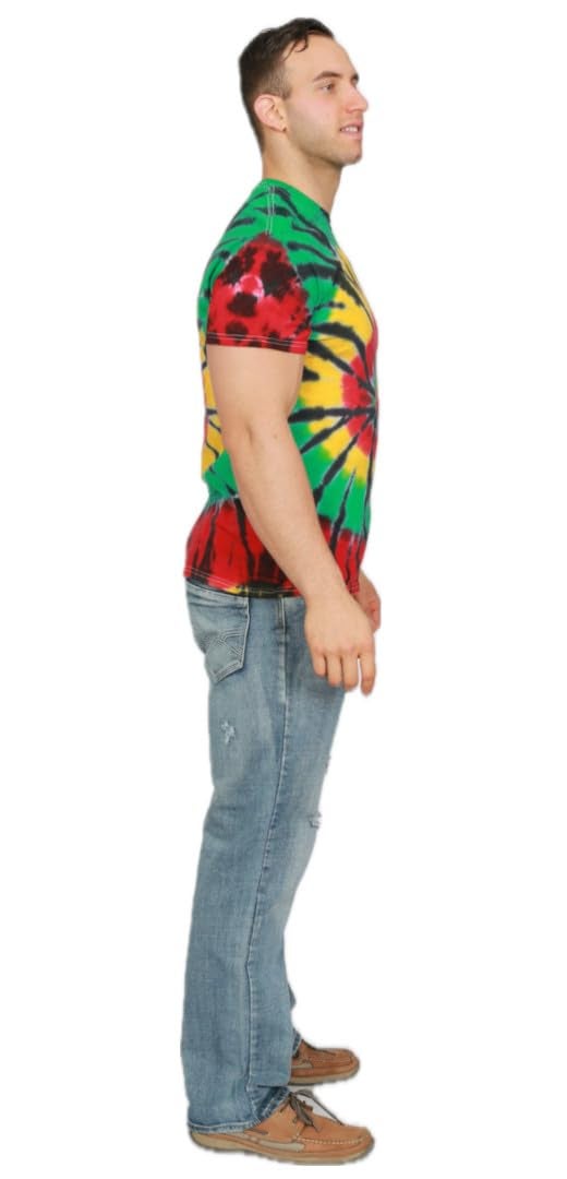 Colortone 100% Cotton Tie Dye T-Shirt for Women and Men, Large, Rasta Web - Image 4