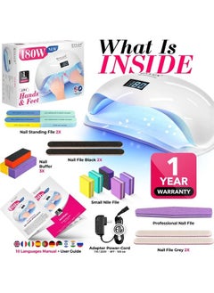 OVLUX UV LED Nail Lamp 180W, Professional Nail Dryer Machine, Best Gel UV LED Nail Lamp for Fingernail & Toenail Gel Based Polishes – Nail Curing Light with 57 pcs LEDs, 4 Timer Settings  - Image 2