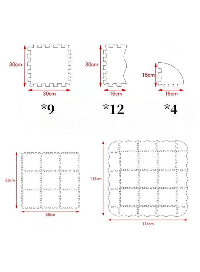 XiuWoo Foam Play Mat for Kids，25Pcs Square Interlocking Puzzle Floor Mat，Baby Play Mat Floor Mat Foam Puzzle Playmat for Toddlers with Fence -  - Image 2
