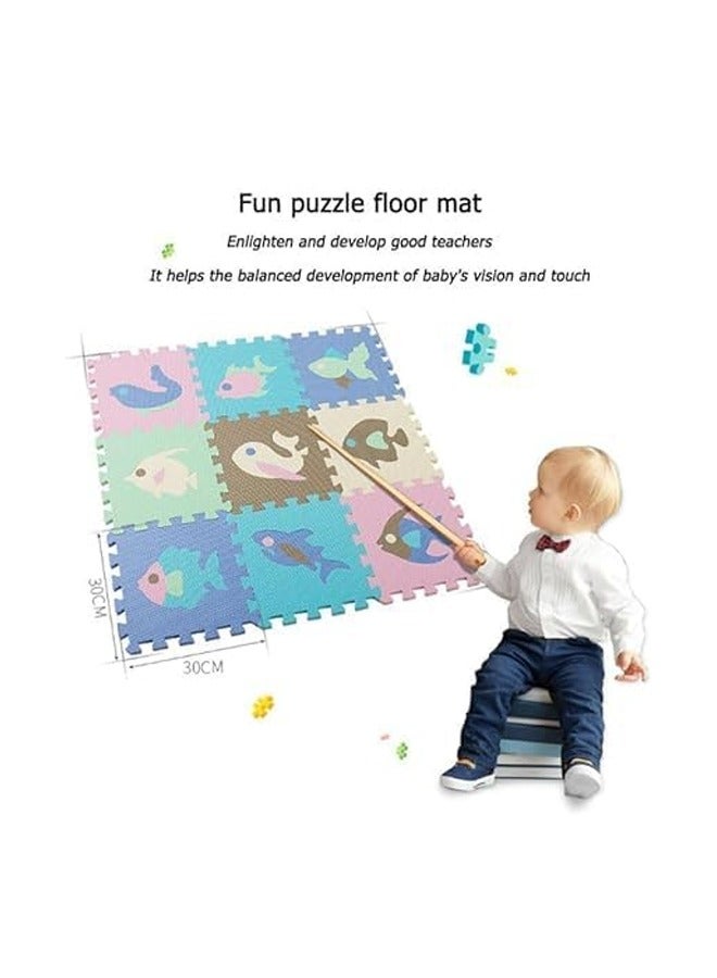 XiuWoo Foam Play Mat for Kids，25Pcs Square Interlocking Puzzle Floor Mat，Baby Play Mat Floor Mat Foam Puzzle Playmat for Toddlers with Fence -  - Image 4