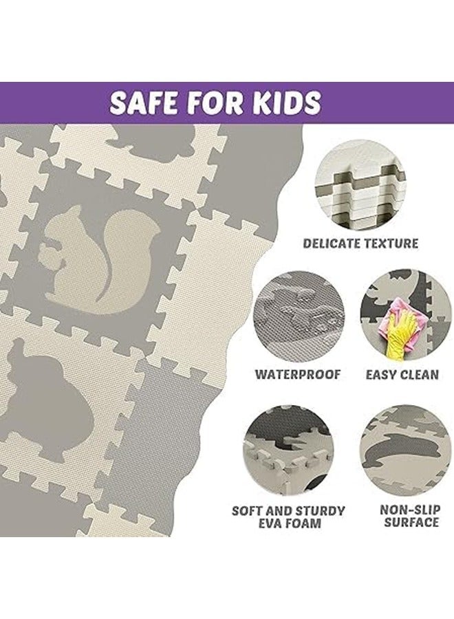 XiuWoo Foam Play Mat for Kids，25Pcs Square Interlocking Puzzle Floor Mat，Baby Play Mat Floor Mat Foam Puzzle Playmat for Toddlers with Fence -  - Image 5