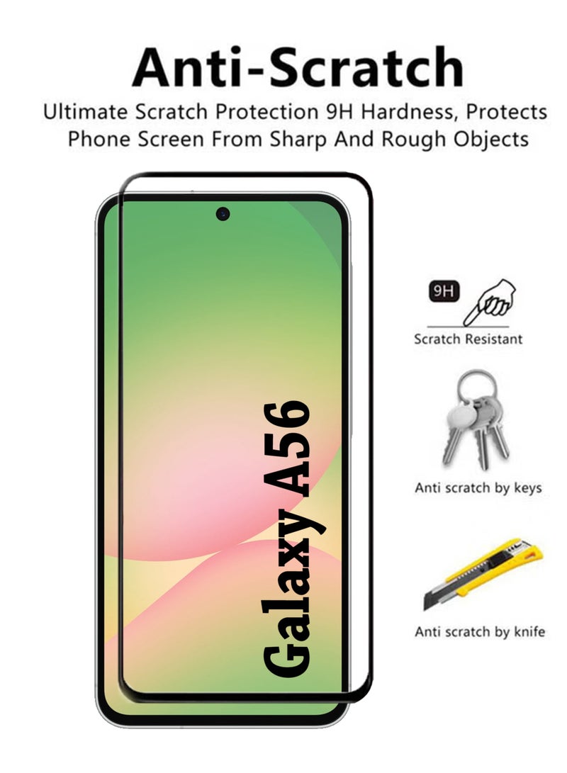 Samsung Galaxy A56 Screen Protector | Tempered Glass Compatible with Samsung Galaxy A56 | Screen Protector Full HD Quality Tempered Glass Anti-Scratch Edge to Edge Coverage with Easy Installation Kit - Black  - Image 3