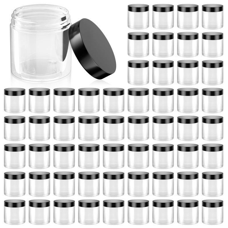 OBKJJ 60 Pack 4 Oz Plastic Containers with Lids, OBKJJ Clear Travel Size Leak Proof Makeup Travel Containers BPA Free Cosmetic Slime Jars for Lotion, Cream, Body Butter, Makeup, Ointments (60) - Image 1