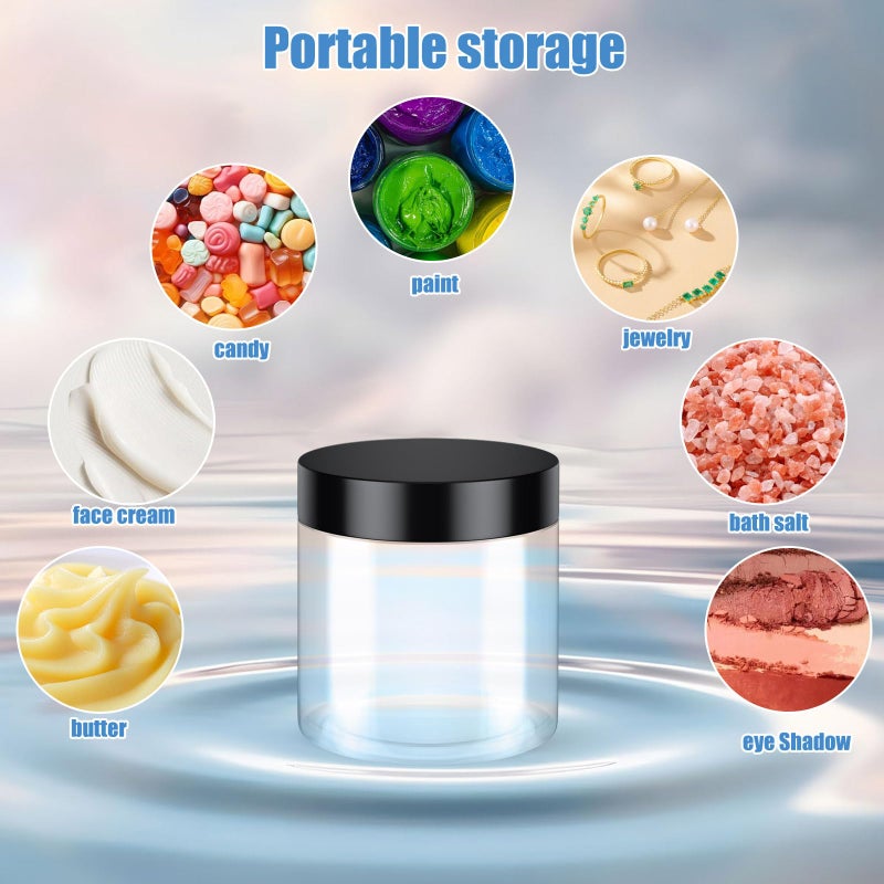 OBKJJ 60 Pack 4 Oz Plastic Containers with Lids, OBKJJ Clear Travel Size Leak Proof Makeup Travel Containers BPA Free Cosmetic Slime Jars for Lotion, Cream, Body Butter, Makeup, Ointments (60) - Image 3