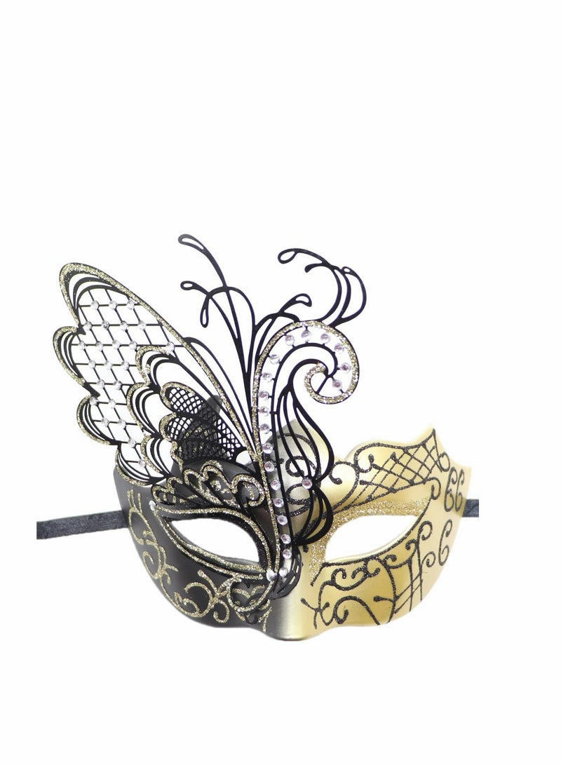 KASTWAVE قناع تنكر زوجين  2 قطعة قناع فينيسي لحفلة قناع ماردى غراست تنكر للحفلات لوازم الحفلات مجموعة اكسسوارات - Image 4