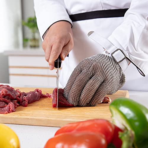 Dowellife Chainmail Glove, Cut Resistant Food Grade, Stainless Steel Mesh Metal Knife Cutting Glove for Butcher, Oyster Shucking Kitchen Mandoline Chef Slicing Fish Fillet (Large) - Image 2
