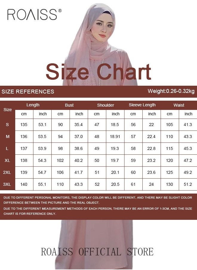 2 Pcs Women's Abaya Robe Dress and Headscarf Set Solid Color Floral Embroidery Lace Long Sleeves for Spring Summer Outfit Ramadan Eid al-Adha Gifts - pzsku/Z498640D4F08D3582CD6CZ/45/_/1684487431/181b58bc-3c40-428c-ad09-b23f3289a442