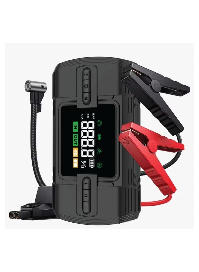 GreenLion GREEN LION 12V Jump Starter 12000mAh / Power Bank | Flash Light | Air Compressor /Digital Display | Safety Protection | 4 Modes Inflation | Broad Compatibility / 5 Tires Air Pump / 20 Times Battery Booster Starter- Black - Image 1