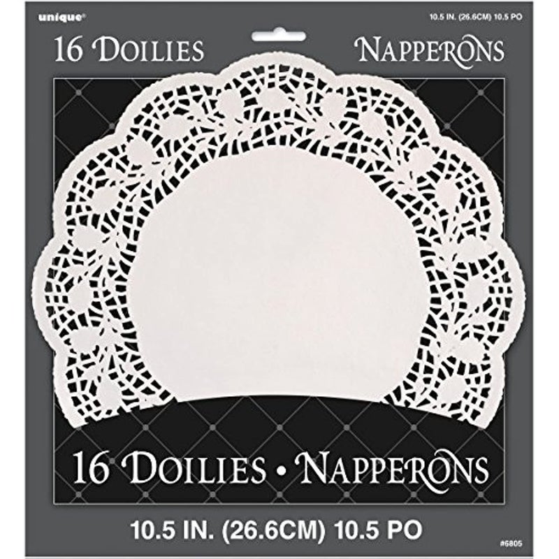White Paper Doilies - 10.5" (16 Ct) - Premium Quality Disposable Table Decor for Weddings, Tea Parties, and Events