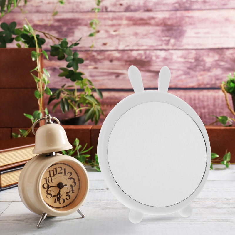 White Bunny Tabletop Makeup Mirror with Stand for Vanity and Travel - Image 5