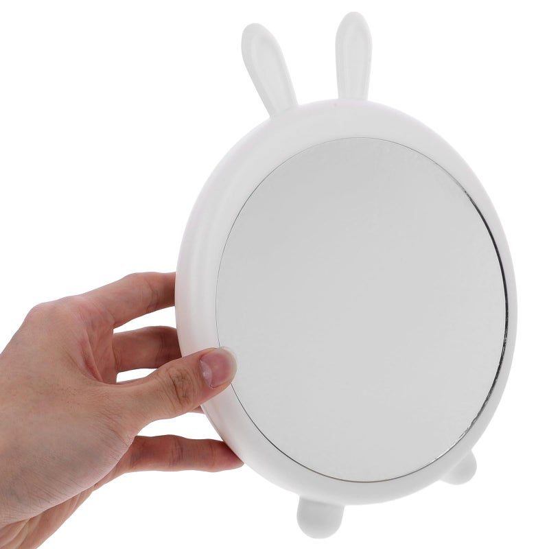 White Bunny Tabletop Makeup Mirror with Stand for Vanity and Travel - Image 3