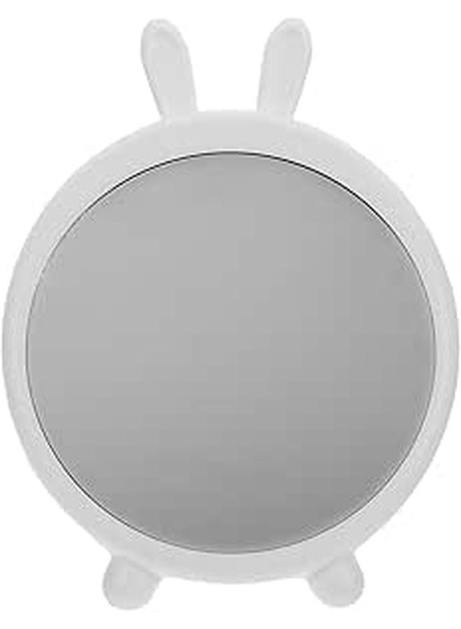 White Bunny Tabletop Makeup Mirror with Stand for Vanity and Travel - Image 1