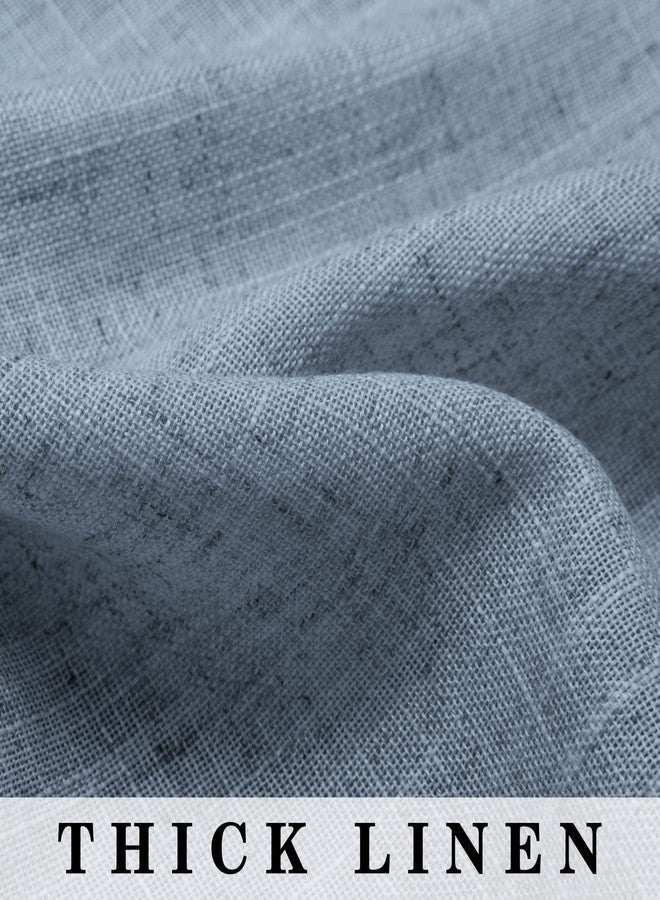 Pitalk ستائر رمادية زرقاء بطول 84 بوصة لغرفة المعيشة، لوحتان مع حلقات علوية، ستائر كتان سميكة شبه معتمة، تقلل من الحرارة، ستائر شفافة زرقاء باهتة لغرفة النوم، ديكور ريفي عتيق، 52 × 84 بوصة طول - Image 5