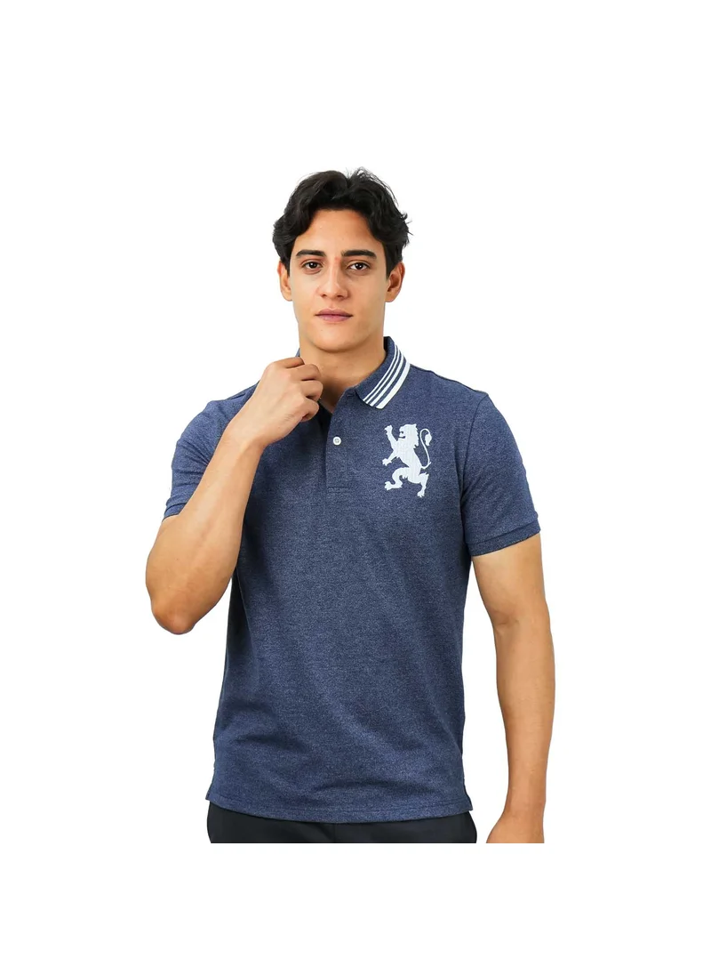 GIORDANO Men's 3D Lion Polo: Slim Fit, Bold Embroidery, Premium Pique