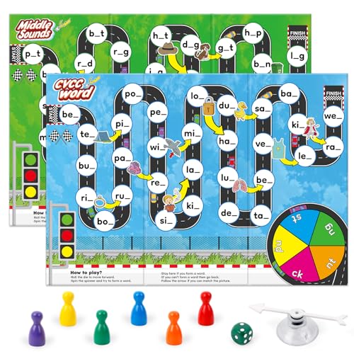 Broytain Phonics Board Games for KidsEducational Learning CVC and CVCC Board Games for Boys and GirlsReading and Spelling Word Games Ages 4 5 6Classroom Travel Indoor Outdoor Family Games - Image 1