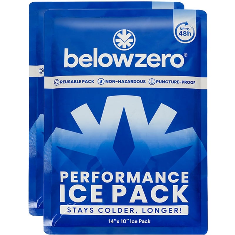 Below Zero Prefilled Reusable Ice Packs for Coolers | Long Lasting Freezer Ice Blocks for Camping, Lunch Bags & More | 48 Hour Cooler Ice Pack Technology | Large 14â€x10â€ (2-Pack) - Image 1