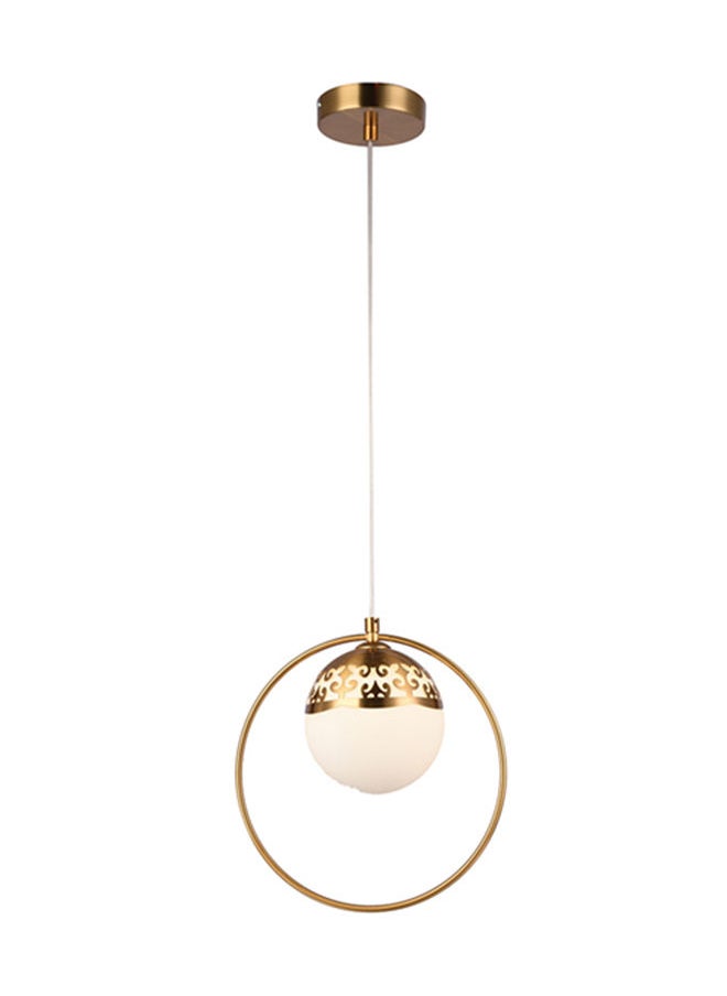 AL SALHIYA LIGHTING Modern Che Single Opal Glass Ball Vintage Hoop Pendant Light - Bronze  - Image 1