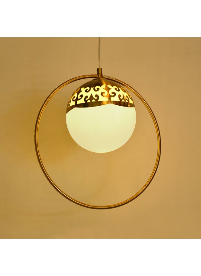 AL SALHIYA LIGHTING Modern Che Single Opal Glass Ball Vintage Hoop Pendant Light - Bronze  - Image 3