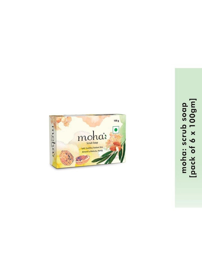 موها: صابون مقشر لبشرة ناعمة ومرطبة ومغذية للوجه مع زيت الجوز واللوز والعسل، قالب استحمام للجنسين 100 جم (عبوة من 6 قطع) - Image 2