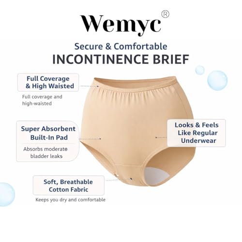 Wemyc Incontinence Underwear For Women I Washable & Reusable I For Medium Leaks I Adult Diaper I Bedwetting Panty (XL) - Image 3