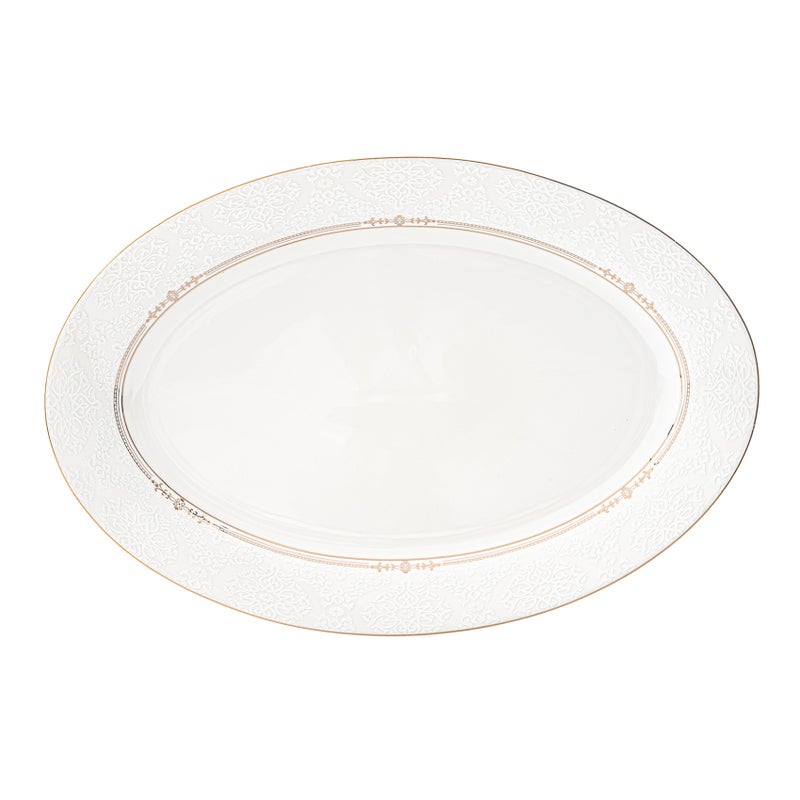 Shallow ISLA New Bone China Oval Platter 36 cm  Large White Serving Platter for Hosting & Festive Dining, Elegant Tableware for Daily Use, Brunch, Ramadan, Eid, Diwali & Gifting - Image 1