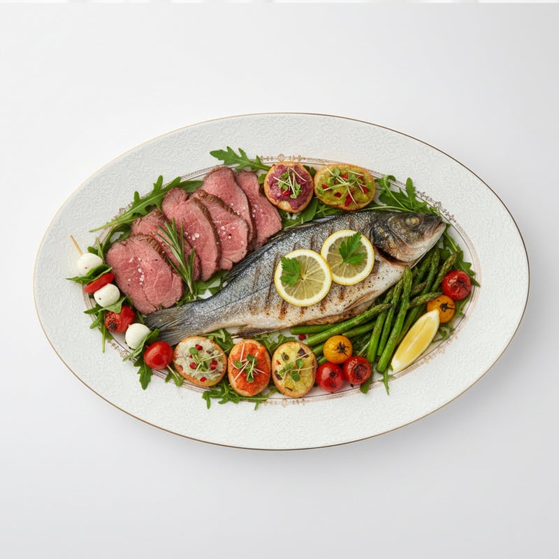 Shallow ISLA New Bone China Oval Platter 36 cm  Large White Serving Platter for Hosting & Festive Dining, Elegant Tableware for Daily Use, Brunch, Ramadan, Eid, Diwali & Gifting - Image 4