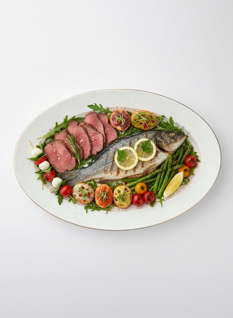 Shallow ISLA New Bone China Oval Platter 36 cm – Large White Serving Platter for Hosting & Festive Dining, Elegant Tableware for Daily Use, Brunch, Ramadan, Eid, Diwali & Gifting - Image 4